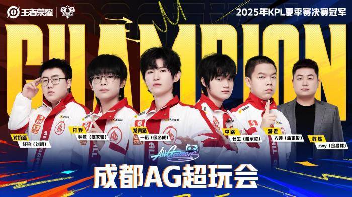 联赛五連(lián)冠！成都AG超玩(wán)会捧起KPL夏季赛奖盃(bēi)